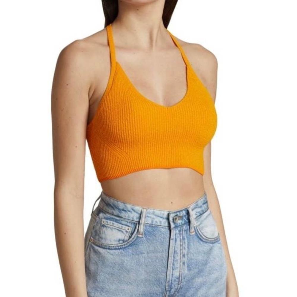 RAG & BONE SOLEIL STRETCH RIBBED BRA‎ TOP IN DEEP YELLOW NWT WOMEN'S SMALL